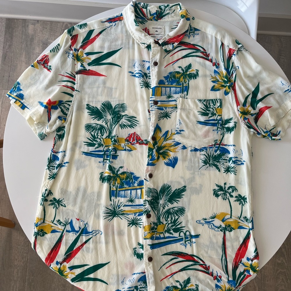 Mens Quiksilver Hawaiian Button Down Shirt